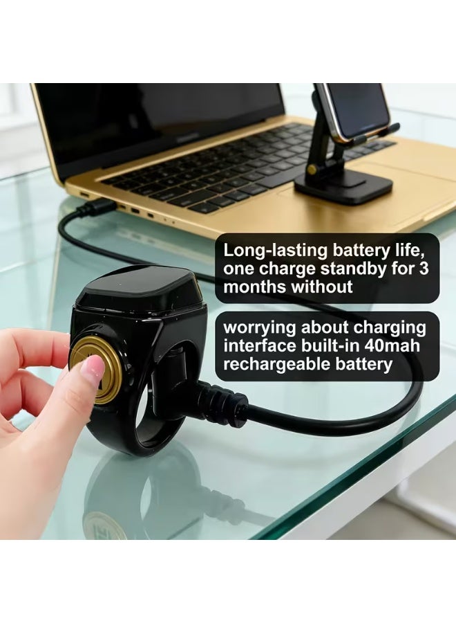 LCD Smart Ring with LCD Screen, Wireless/App-Controlled Calculator & Counter - Rechargeable Battery, Compatible for Fitness Tracker, Phone App Control, Modern Ring Design for Gym, Daily Wear, Android Smart Ring - Image 4